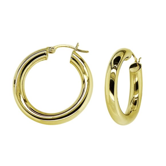 Classy Hoop Earrings 14K Yellow Gold - Picture 1 of 4